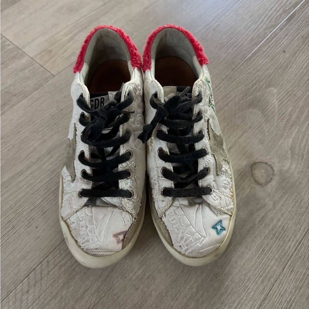 GGDB superstar White and Red Sneakers